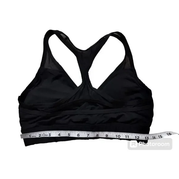 Pink victoria secrets ultimate lightly lined black sports bra wrap meshh size L - Picture 5 of 7